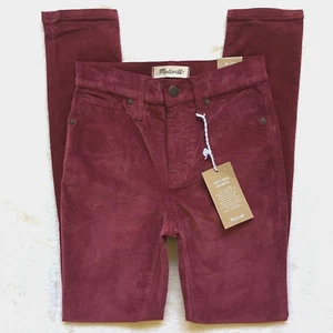 Neu mit Etikett Madewell 10 Zoll hohe skinny Stretch Samt burgunderfarbene Damenjeans Größe 23 - Bild 1 von 12