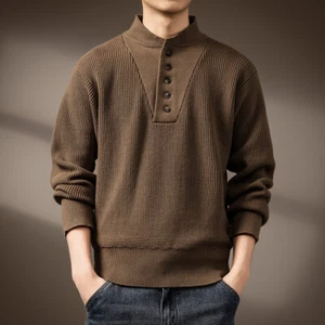 Thickened Men's Sweater New Winter Loose Pullover Base Sweater Warm Tops Casual - Picture 1 of 17