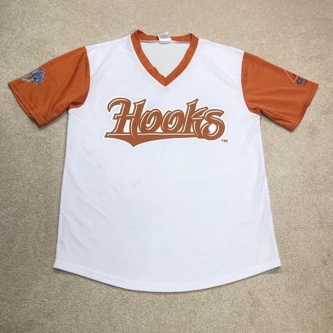 Corpus Christi Hooks Baseball Jersey Mens XL Extra Large White Orange Longhorns Cover