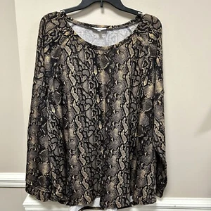 Cyrus Comfort Sz 3X Tan & Black Snake Print Top NWT - Picture 1 of 5