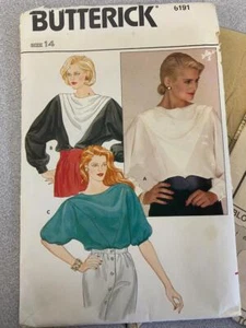 Blusa vintage Butterick patrón de costura 6191 - Misses’ (talla 14) - Imagen 1 de 1