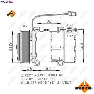 COMPRESSOR AIR CONDITIONING 32703 FOR SCANIA P,G,R,T/-/series DC9.12/13 8.9L - Image 1 of 4