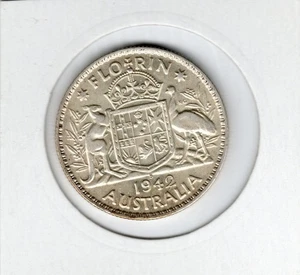 AUSTRALIA 1942S FLORIN 92.5% SILVER S ON THE LINE AUNC - Picture 1 of 2