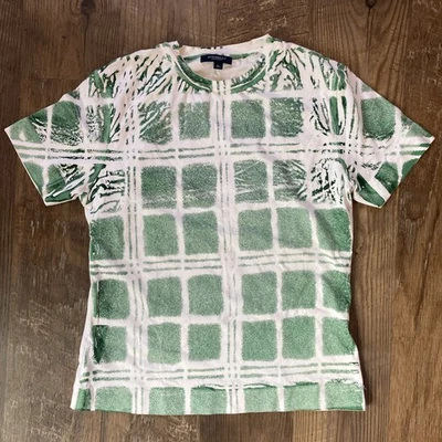 Burberry London Brit  Stretch Cotton T-Shirt Women's XL Green White - Image 1 of 4