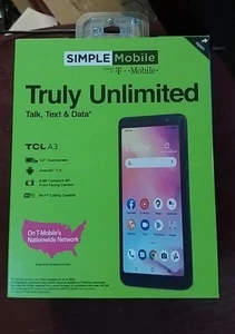 Simple Mobile Locked TCL A3, 5.5" Black - BRAND NEW & FACTORY SEALED - Picture 1 of 1