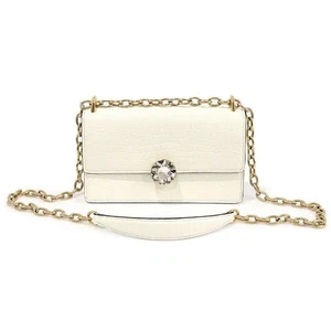 Miu Miu 5BD130 White Embossed Leather Crystal Chain Shoulder Bag 135425161 - Picture 1 of 7