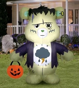 Cuidado Osos X Monstruos Oso Gruñón Como Frankenstein Patio de Halloween Inflable 4.2' - Imagen 1 de 8