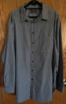 Roundtree & Yorke Striped Shirt Button Front 80's Two Ply Cotton Men's Size 3XT - Image 1 of 4