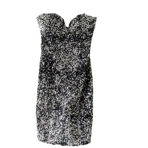 Black White Sequin Le Chateau Mini Zip Dress Brand New With Tags XS Grad Party - Picture 1 of 11