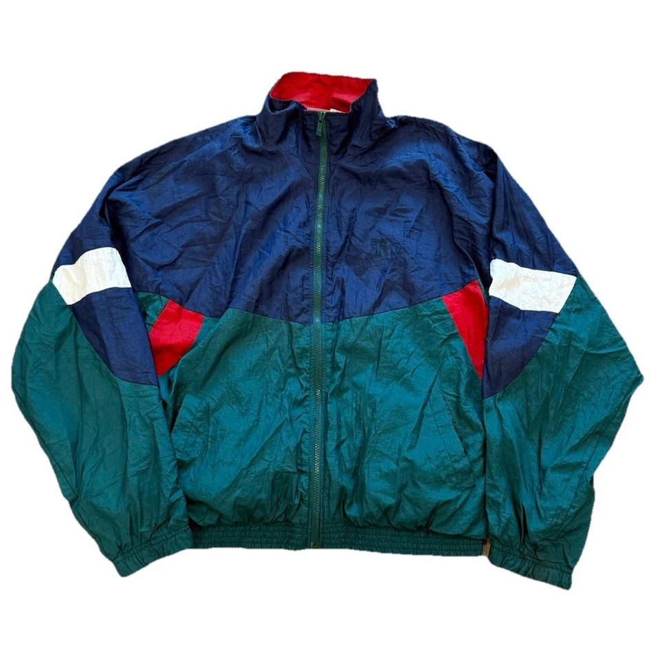 Jaqueta corta-vento vintage Todd1 masculina tamanho XL 80s nylon casaco multicolorido - Imagem 1 de 4