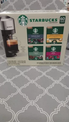 Starbucks By Nespresso 60 Capsules Of Roast & Ground Coffee 4 Flavors.