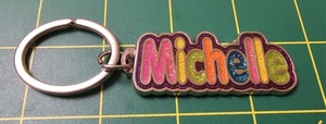 Bunter Namensschlüsselanhänger MICHELLE, personalisierter Metallschlüsselanhänger, B3B5 - Bild 1 von 2
