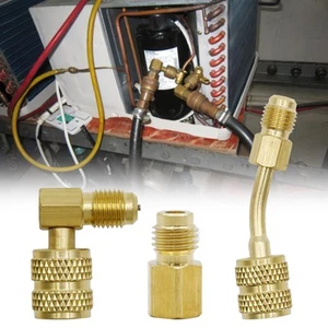 Juego de adaptadores de manguera 3 piezas R410A: 1/4" M a 5/16" F y 1/4" F a 1/2" M - Imagen 1 de 7