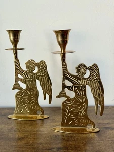 Vintage Messing Engel Kerzenständer Made In India Weihnachten Akzente Deko - Bild 1 von 11