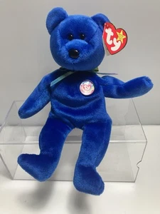 Ty Clubby Beanie Baby Bear 8.5 inch blue plush toy retired 1998 - Picture 1 of 8