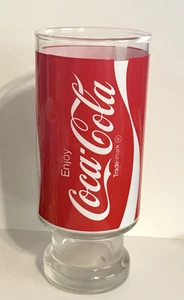 Vaso pedestal de 12 oz rojo y blanco Enjoy Coca-Cola Coca-Cola Coca de colección de los años 70 - Imagen 1 de 2