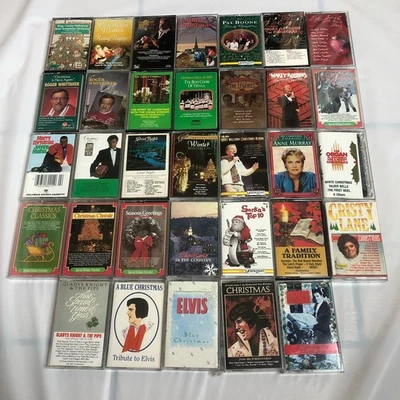 Lot of 33 Various Artists Christmas Cassette Tapes Elvis Crosby Rogers Mathis Foto 1 de 4