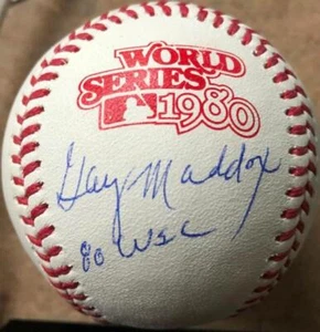 Garry Maddox Autographed Rawlings Official 1980 World Series Baseball 1980 WSC I - Picture 1 of 1