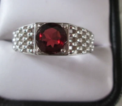 Anillo de latón para hombre Mozambique granate platino enlace (talla 10) 2,25 quilates Foto 1 de 4