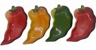 Clay Art 4 Chili Shaped Pepper Serving Dip Dish Red Green Yellow