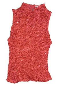 Sherry Martin Women's Red Sparkle Stretch/Scrunched Sleeveless Top – Sz M - Picture 1 of 6