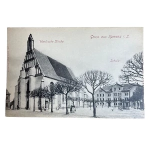 Postkarte AK Kamenz Wendische Kirche Schule Ungelaufen Um 1900 - Bild 1 von 3