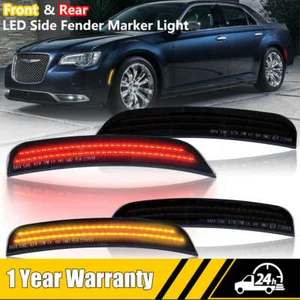 For 2015-2021 Chrysler 300 Smoked 2Row LED Side Marker Light Front Rear Lamp 4Pc - Picture 1 of 11