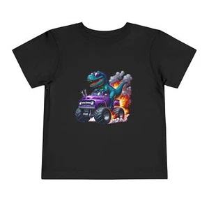 Dinosaur Monster Truck Toddler Tee | Kid's Art Tee, Birthday Gift, Fun Casual - Picture 1 of 41