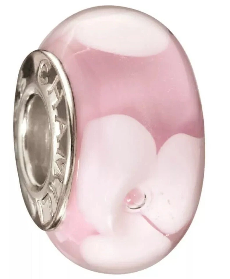 Nuevo Chamilia PÉTALOS ROSAS Y BLANCOS Vidrio de Murano y Cuentas de Ley O-50 $35 Retirado Foto 1 de 1