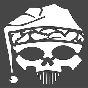 1- 5.5x5.5 inch Stencil, (VI-72) Skull Santa (6mil)***** - Picture 1 of 2