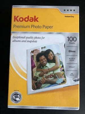 Kodak Premium Photo Paper 100 sheets Gloss 4x6" 10x15cm 250gsm 215microns - Image 1 of 2