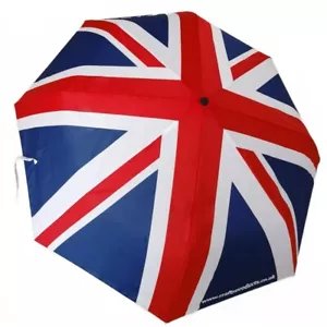 Folding travel umbrella with Union Jack design and automatic push button opening - Picture 1 of 4