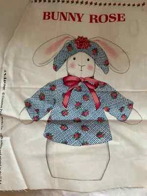 Vtg Bunny Rose Doll Cut Stuff & Sew Cranston Fabric Panel Out of Print HTF - Imagem 1 de 2