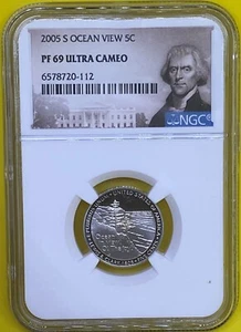 2005 S Jefferson Nickel Ocean View NGC PF 69 Ultra Cameo - Picture 1 of 5