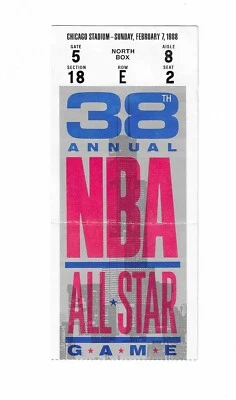 38th Annual NBA All Star Game Ticket Stub from February 7, 1988 Jordan MVP - Image 1 of 2