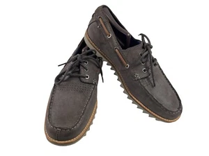 Mark Nason + Skechers Boat Shoes Loafers Men 10.5M Black Grey Leather Lug Soles - Picture 1 of 12