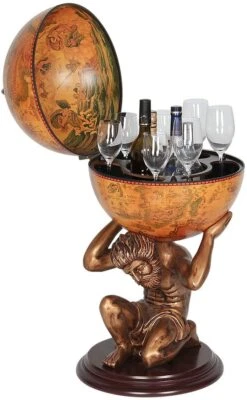 33" Globe Bar Wine Cabinet Atlas Wine Bar Stand Bottle Shelf Liquor Storage US - Image 1 of 4