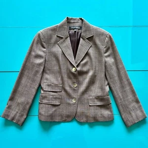 Anne Klein Plaid Wool-Blend Blazer – Size 4 - Picture 1 of 10