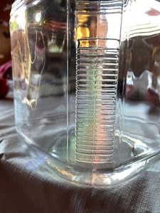 Antikes Klarglasgefäß 40er Jahre mit braunem Metalldeckel - Bild 1 von 5