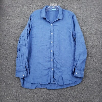 Camisa J Mclaughlin Abotonada Para Hombres XL Extra Grande Azul Manga Larga Lino Cuello Foto 1 de 4
