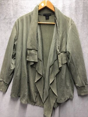 Calvin Klein Sweater Duster Size 2X Green Stained Waterfall Front Athleisure - Image 1 of 4