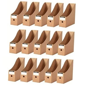 Foldable Desk File Holder Organizer Sturdy Cardboard Magazine Storage 15 Brown - Picture 1 of 8