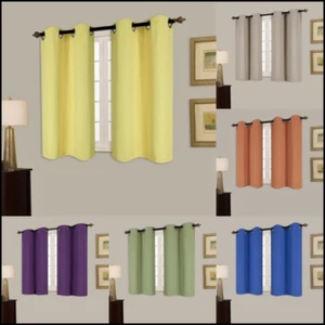 1 SET SMALL GROMMET PANEL THERMAL BLACKOUT WINDOW CURTAIN DRESSING TREATMENT K30 - Picture 1 of 27