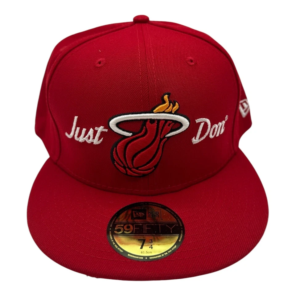 Gorra New Era X Just Don Miami Heat Talla 7 3/4 Roja 59Fifty Ajustada NBA Baloncesto Foto 1 de 4