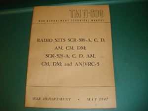 Radio Set Manual 1947 TM11-600 for Department of the Army - Imagen 1 de 6