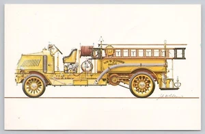 Camión de bomberos bomba rotativa Newfoundland NJ, 1919 modelo Mack AC, postal de colección - Imagen 1 de 2