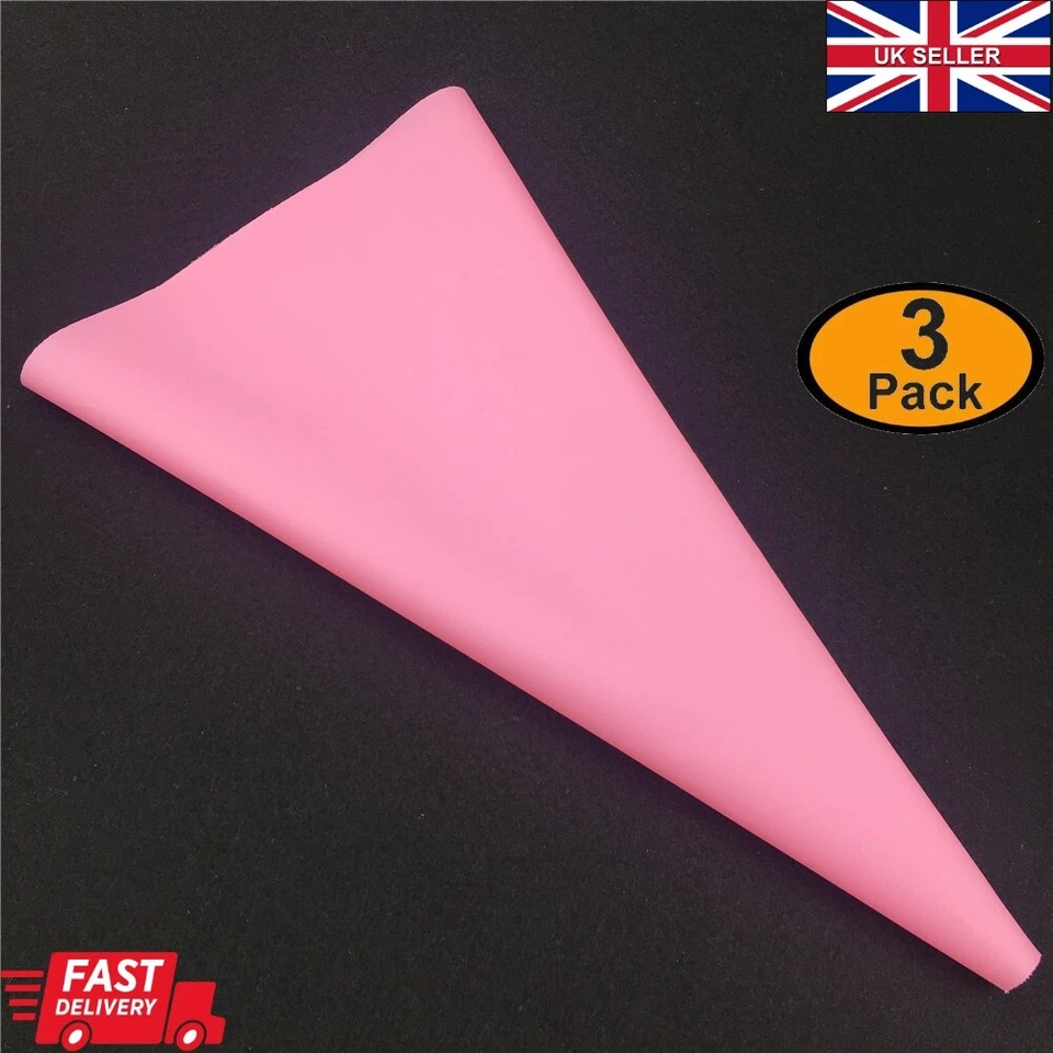 3 Pcs Silicone Reusable Cream DIY Icing Piping Pastry Bag Cake Decorating Tool - Image 1 of 4