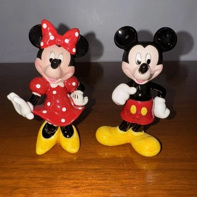 Mickey And Minnie Mouse 4” Porcelain Figurines Lot Of 2, Made In Malaysia - Image 1 of 4