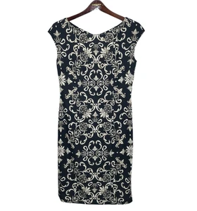 Vestido Vaina Escada Exclusively For Neiman Marcus Talla 36 Tejido Negro Barroco - Imagen 1 de 6