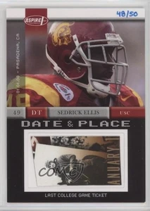 2008 SAGE Aspire Date & Place Tickets /50 Sedrick Ellis #DP-7 Rookie RC - Picture 1 of 3
